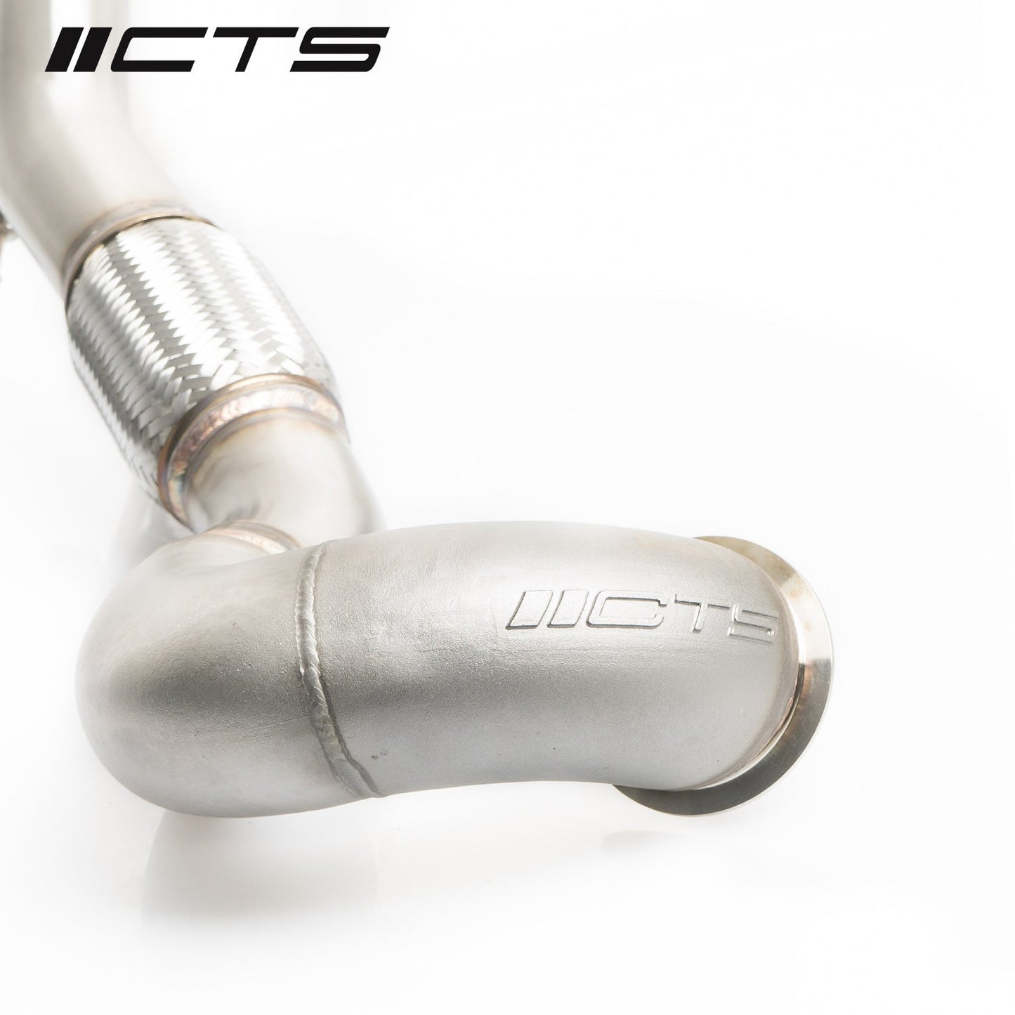 CTS TURBO MQB AWD EXHAUST DOWNPIPE WITH HIGH FLOW CAT (MK7/MK7.5 GOLF AWD, GOLF R, A3/S3/TT/TT-S QUATTRO) VOLKSWAGEN