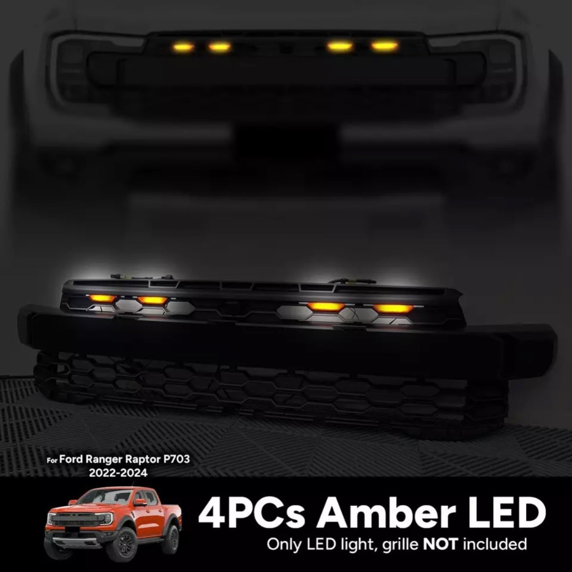 2022+ Ford Ranger Raptor Amber Grille LED