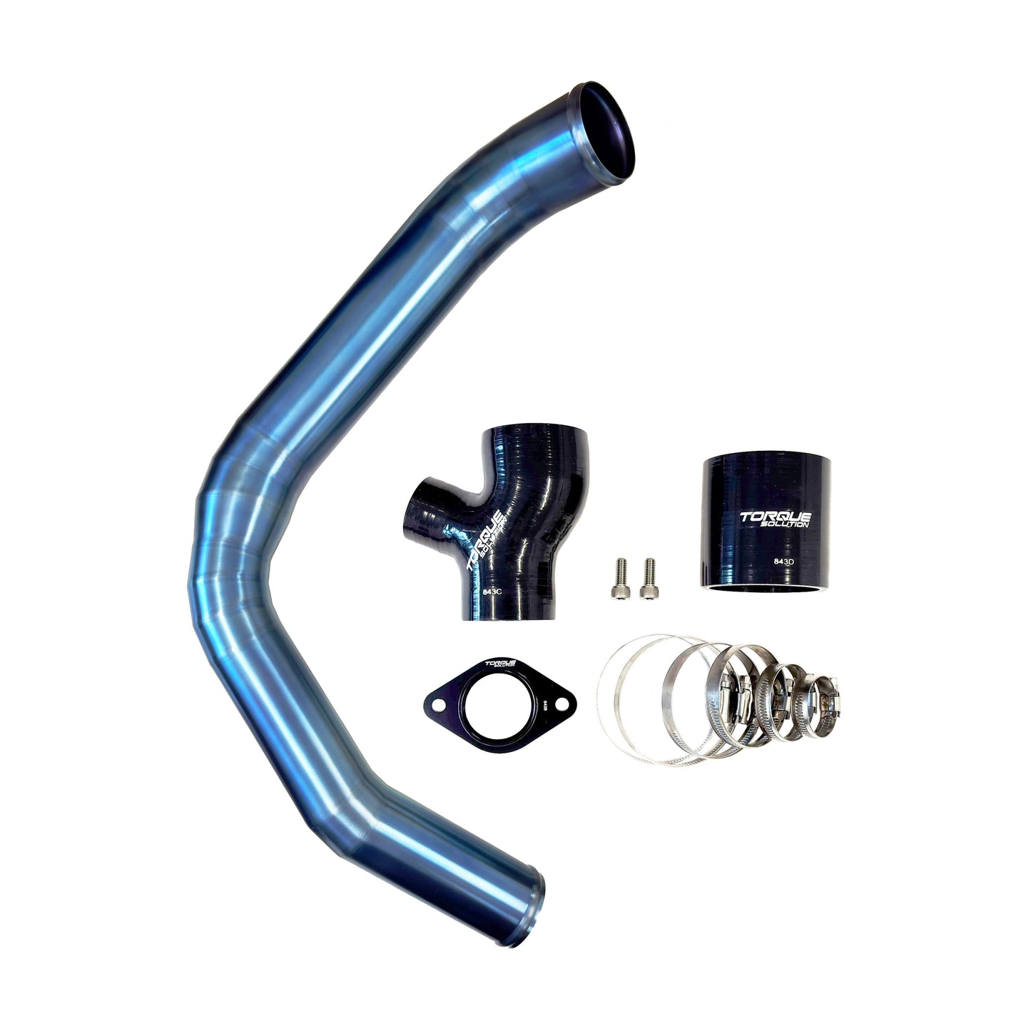Torque Solution Subaru WRX 2015-21 (FA20DIT) Titanium Top Mount Charge Pipe - Titanium Brushed Raw, Burnt Purple/Blue, Blue