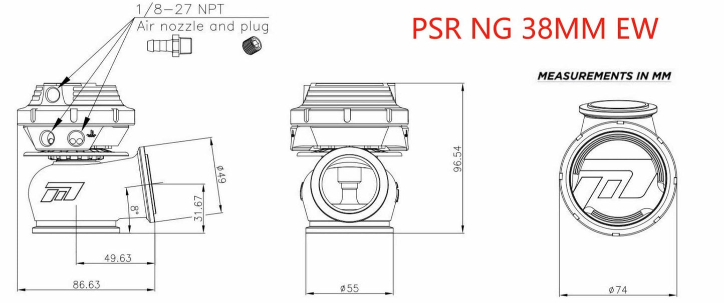 PSR NEW GENERATION WASTEGATE 38mm V-Band External Wastegate