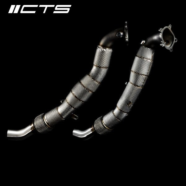 CTS TURBO AUDI C7/C7.5 S6/S7/RS7 4.0T CAST DOWNPIPE SET WITH HIGH FLOW CATS