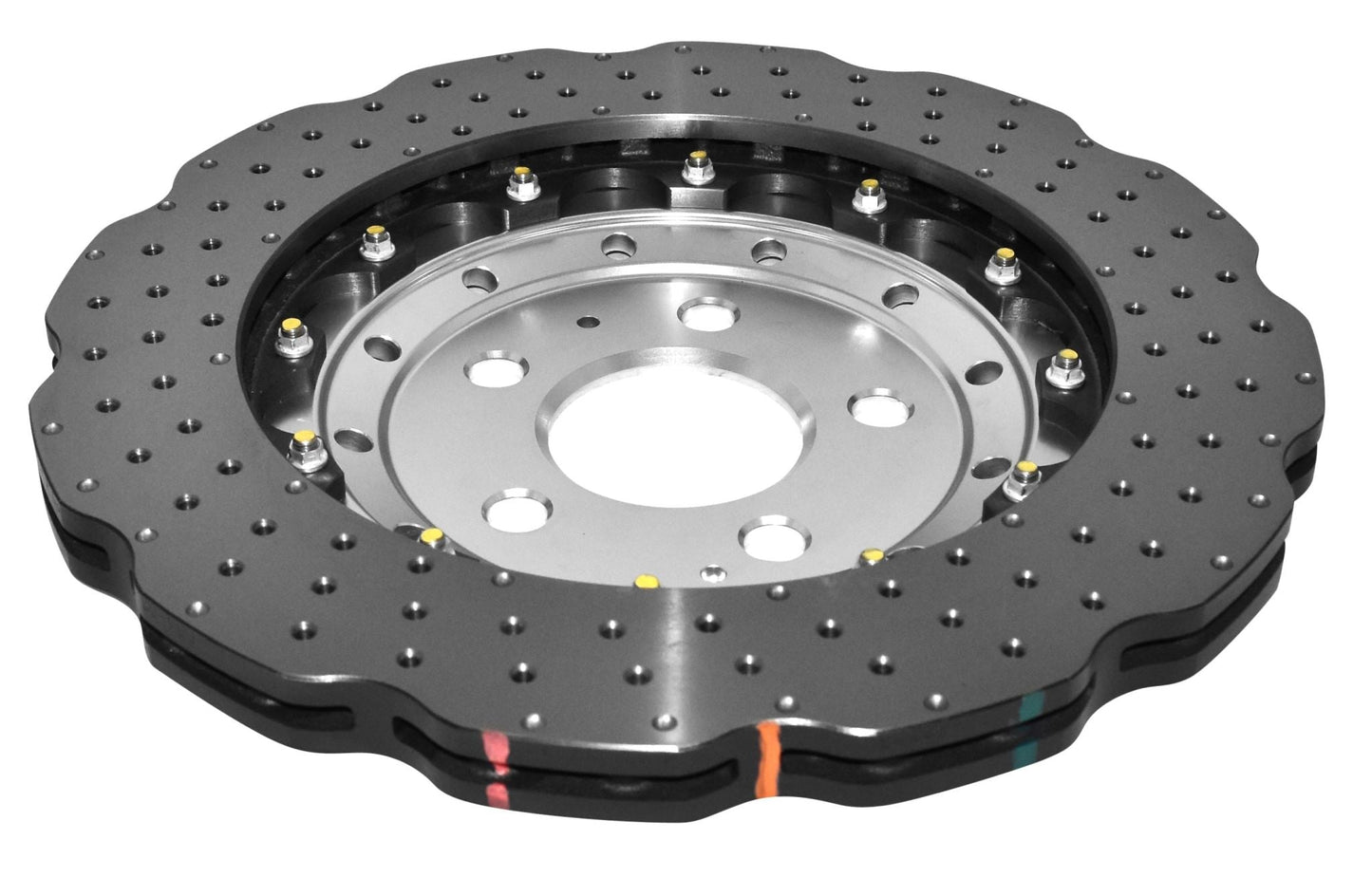 5000 2-piece Clear Anodised Hat Cross Drilled/Dimpled WAVE Disc KP Audi R8-RS5