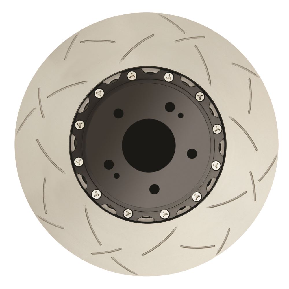 FPV F6X SY 08-09 DBA 5000 2-piece Black Hat T3 Slot KP Front Disc Brake Rotors