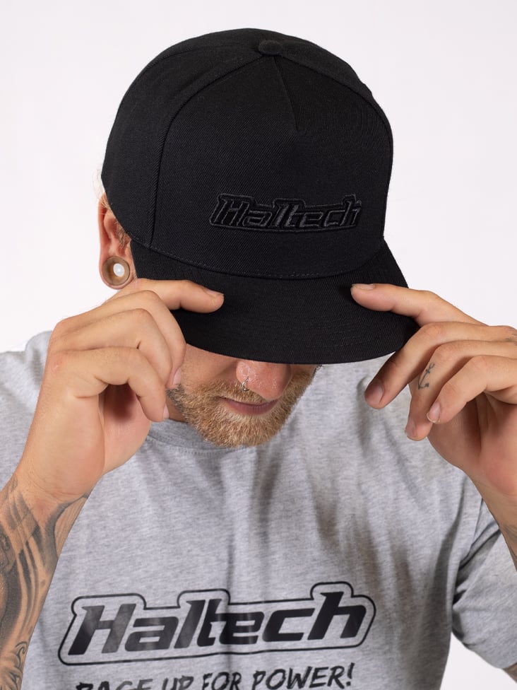 Haltech Snap Back Black on BlackSize: One size fits all. - HT-301000