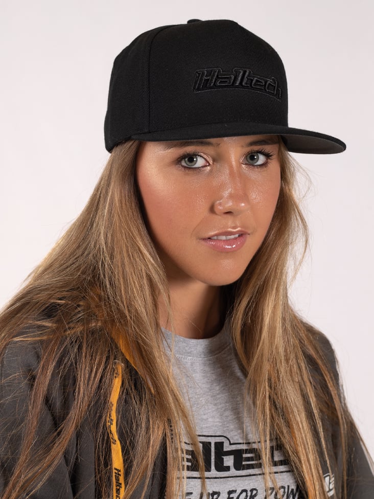 Haltech Snap Back Black on BlackSize: One size fits all. - HT-301000