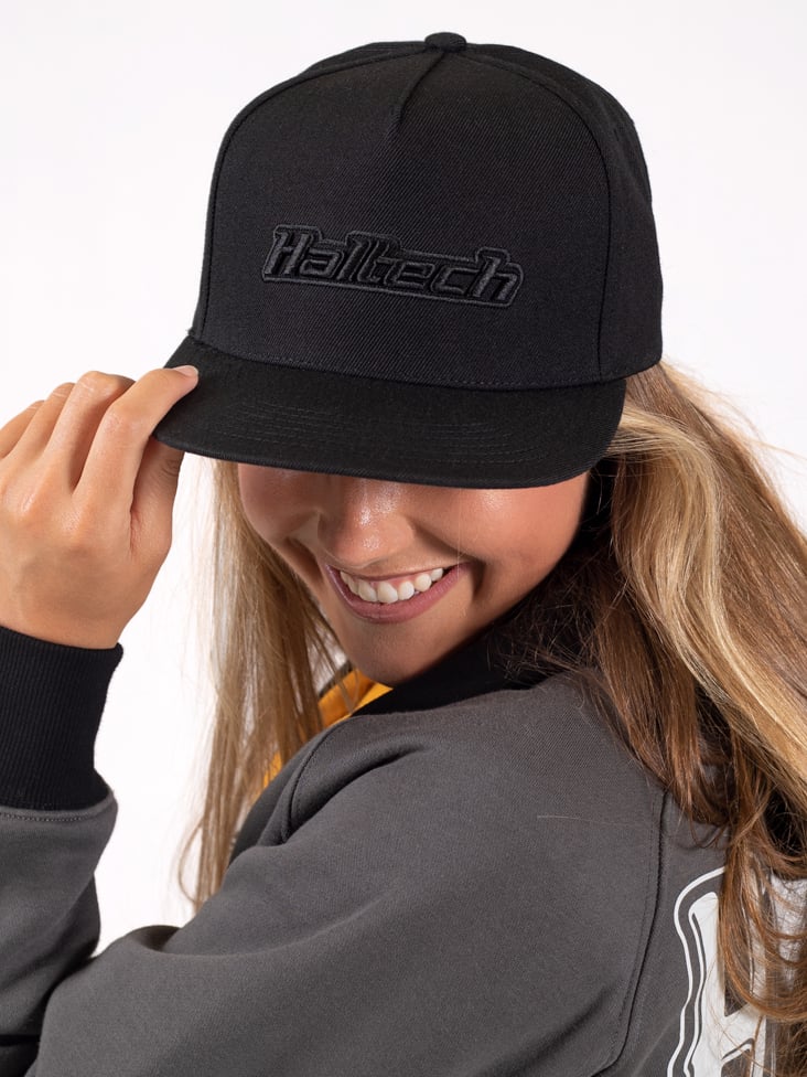 Haltech Snap Back Black on BlackSize: One size fits all. - HT-301000