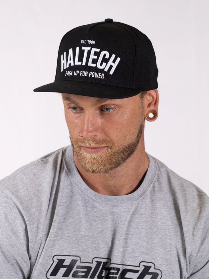 Haltech Snap Back Black with White TextSize: One size fits all. - HT-301002