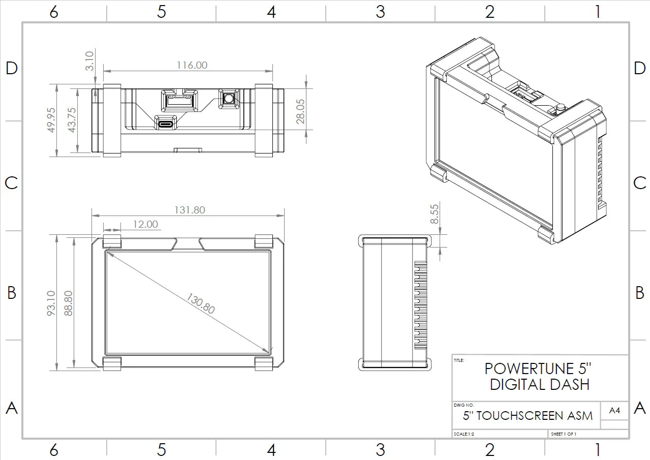 PowerTune Digital Mini Dash V5