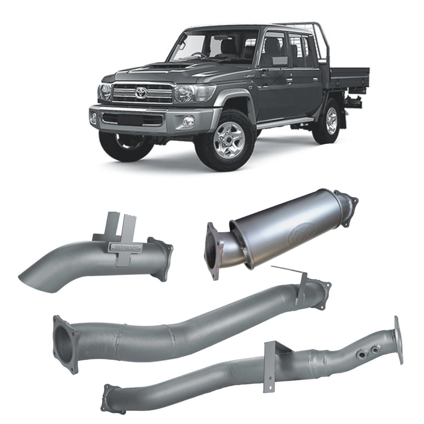 Redback Extreme Duty 4" DPF Back Exhaust for Toyota Landcruiser 79 Series Dual Cab
