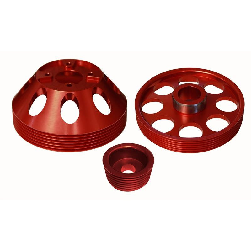 Torque Solution Lightweight Water Pump, Crank and Alternator Pulley Combo (Red): Hyundai Genesis Coupe 3.8 2010+
